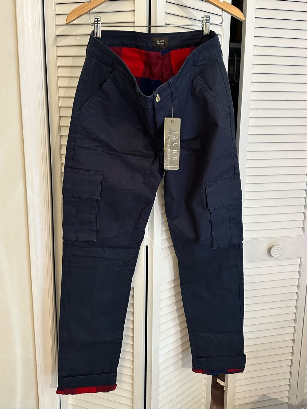 Jachs Men's Navy Cargo Pants with Red Trim